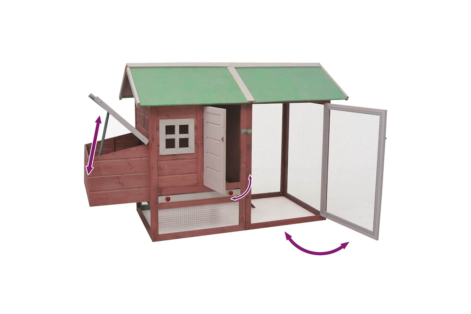 vidaXL 170862 Chicken Cage Mocha 170x81x110cm Solid Pine & Fir Wood-5