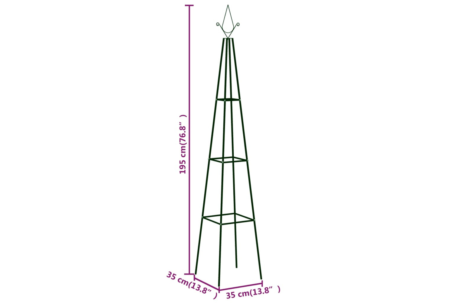 vidaXL 47096 Garden Climbing Plant Racks 2 Pcs Dark Green 35x35x195cm Iron-5