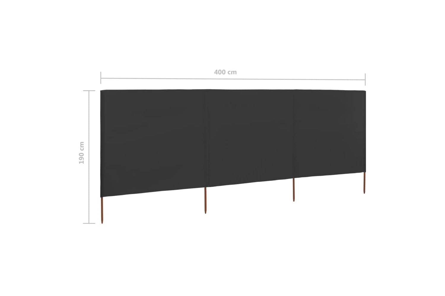 vidaXL 47150 3-panel Wind Screen Fabric 400x160cm Anthracite-6