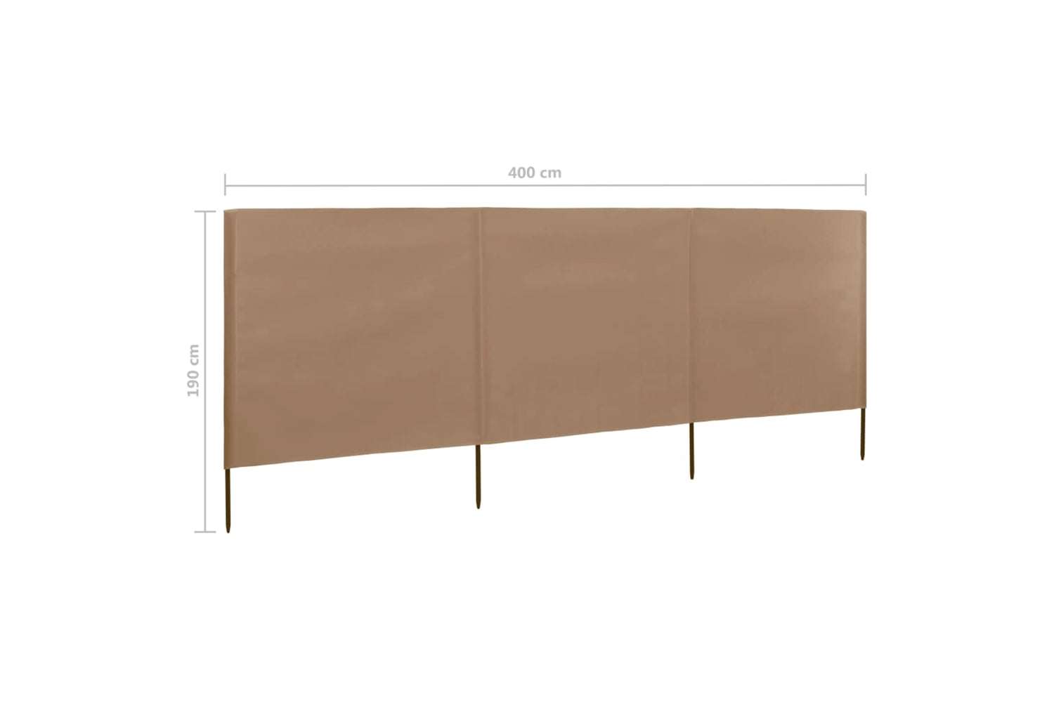 vidaXL 47151 3-panel Wind Screen Fabric 400x160cm Taupe-6