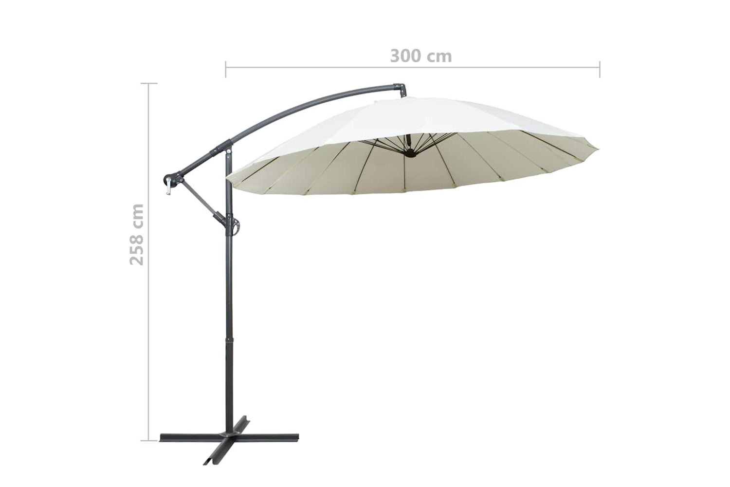 Vidaxl 47220 Hanging Parasol White 3 M Aluminium Pole-9