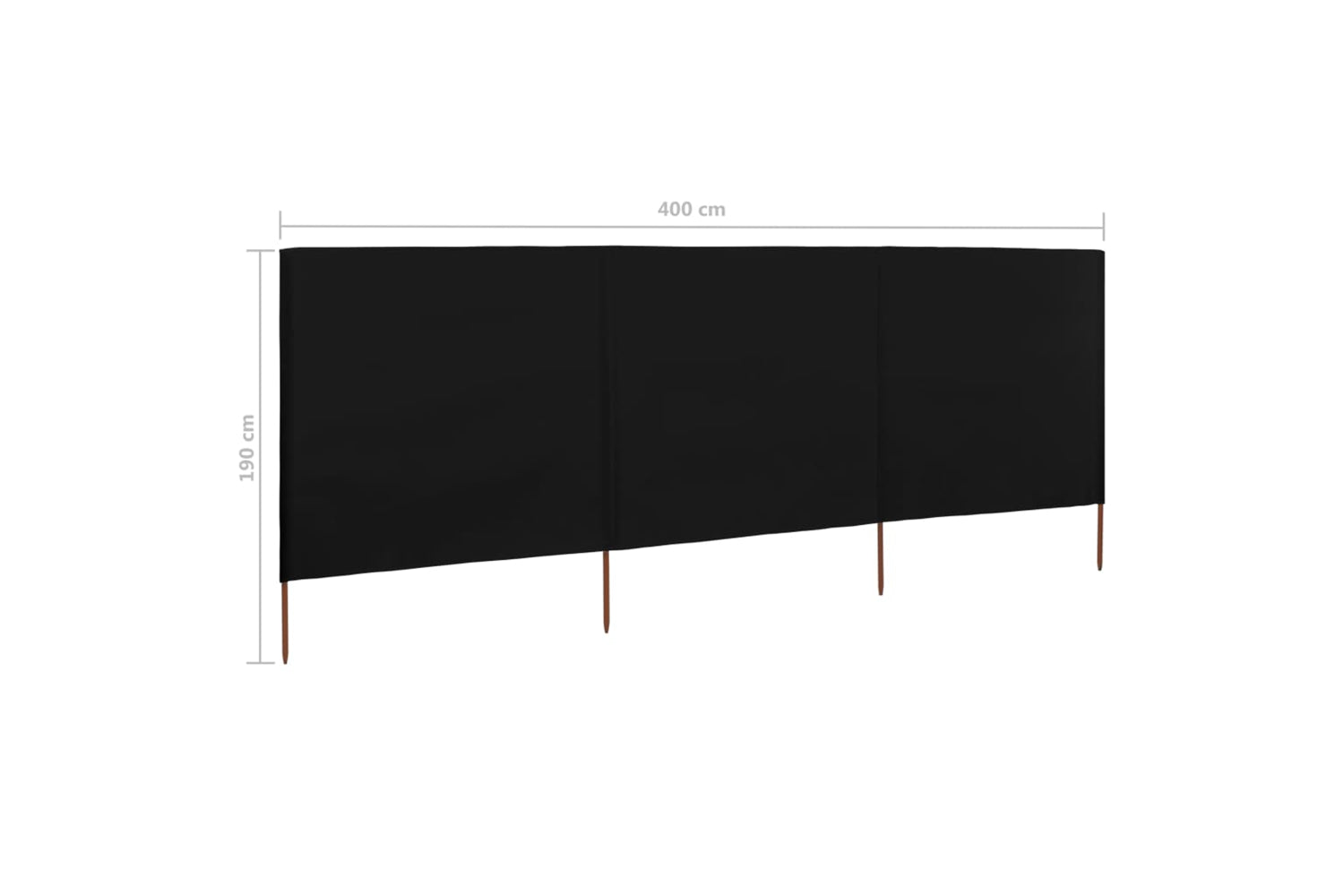 vidaXL 47152 3-panel Wind Screen Fabric 400x160cm Black-6