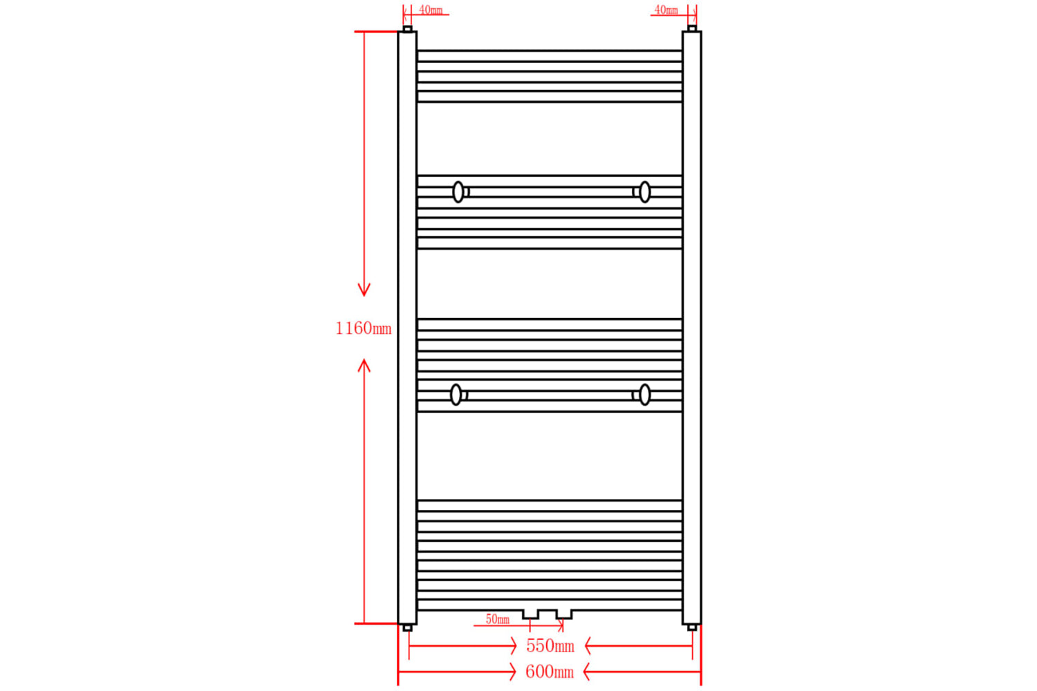 Vidaxl 141892 Grey Bathroom Central Heating Towel Rail Radiator Straight 600x1160mm-9