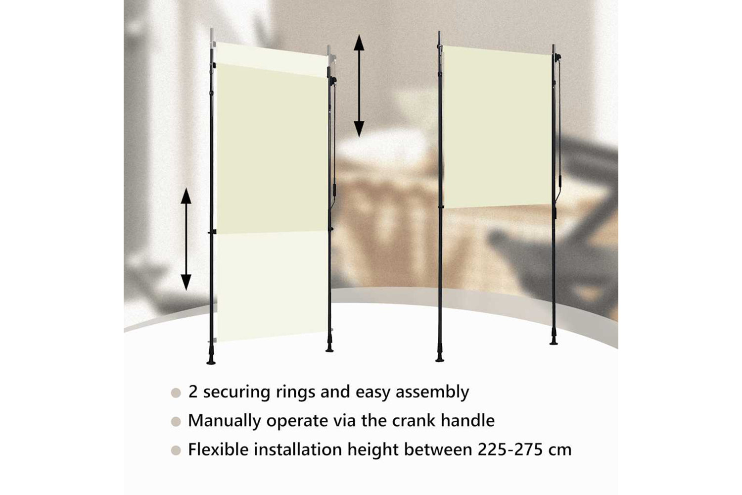 Vidaxl Outdoor Roller Blind 100x270 Cm Cream-9