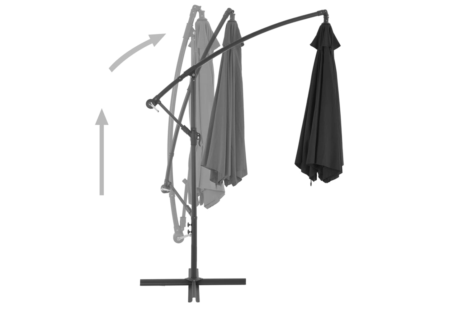 vidaXL 47132 Cantilever Umbrella With Aluminium Pole 300cm Black-4