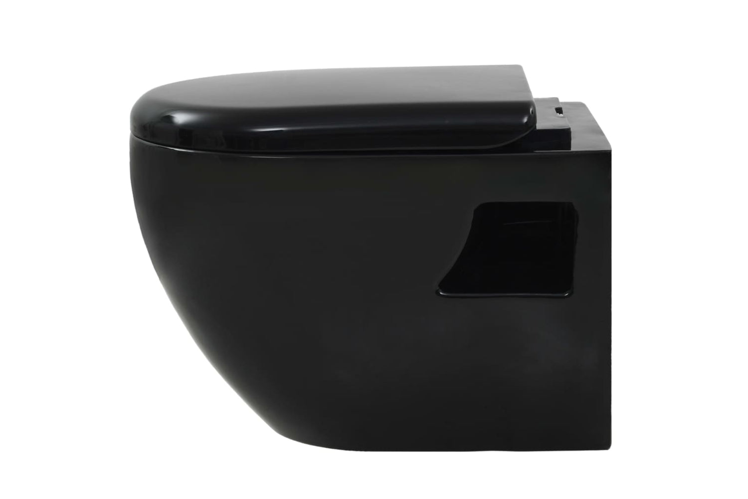vidaXL 3054479 Wall-Hung Toilet with Concealed Cistern Ceramic | Black-6