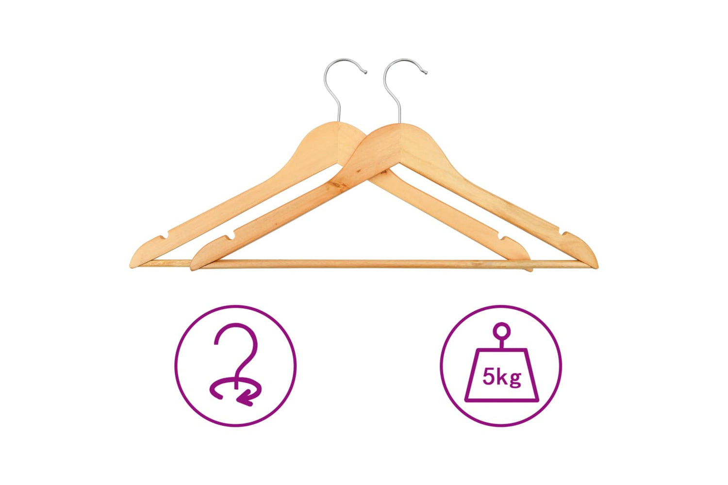 Vidaxl 289913 100 Pcs Clothes Hanger Set Non-slip Hardwood-6