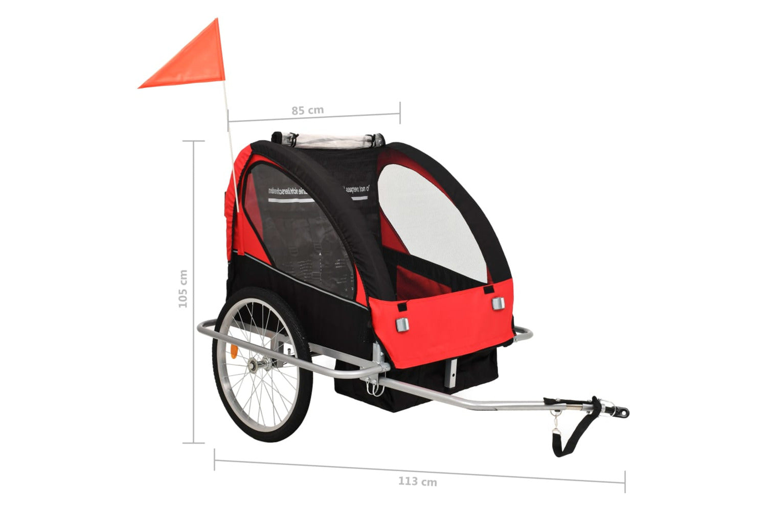 Vidaxl 2-in-1 Bike Trailer & Stroller Black And Red-7