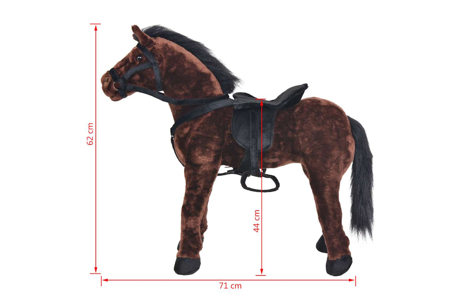 Vidaxl Standing Plush Toy Horse Dark Brown Xxl-7