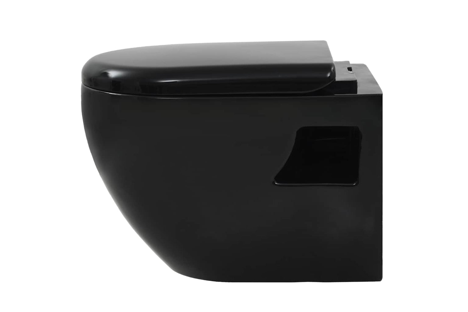 Vidaxl Wall-hung Toilet With Concealed Cistern Ceramic Black-8