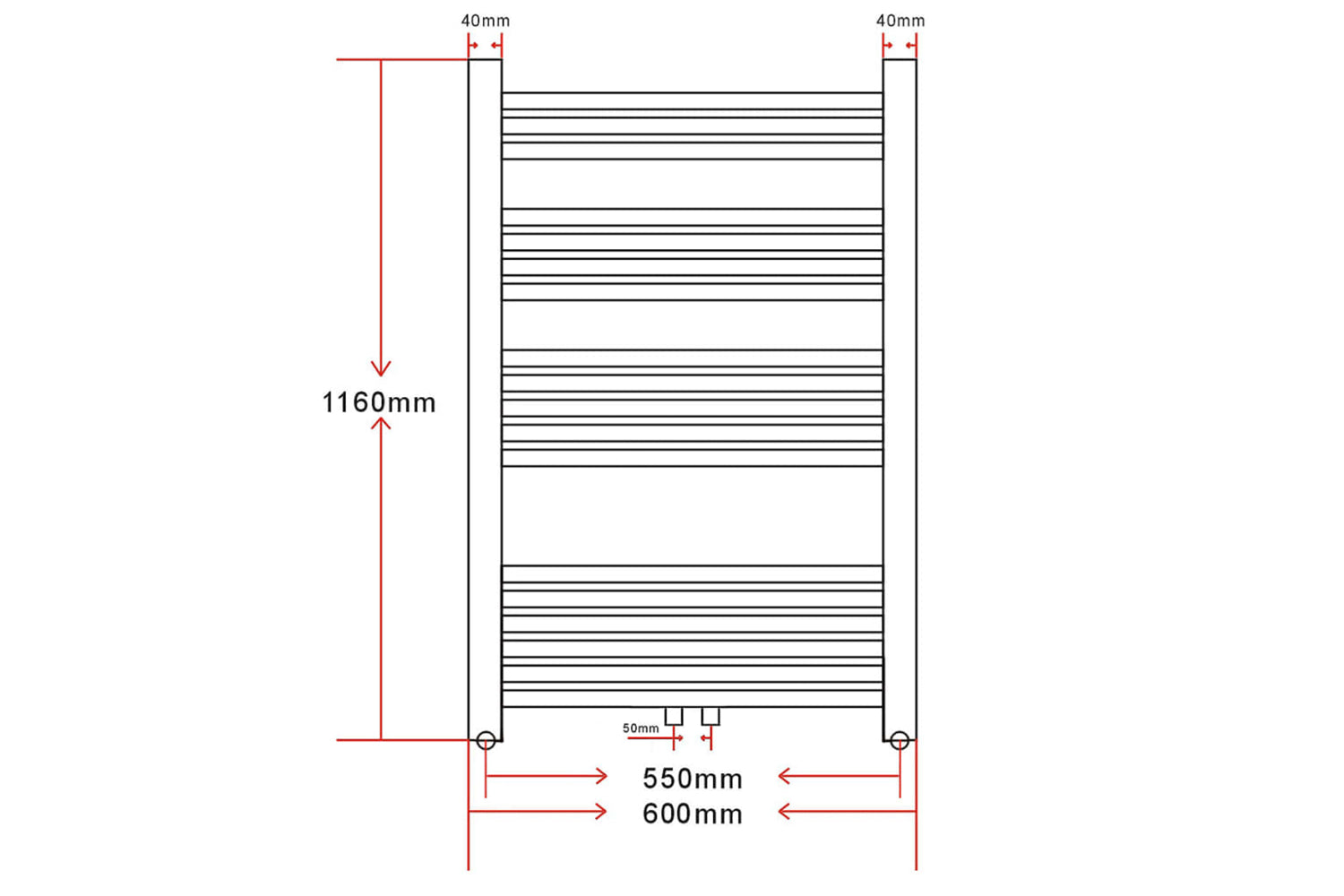 Vidaxl Bathroom Radiator Central Heating Towel Rail Curve 600 X 1160 Mm-9