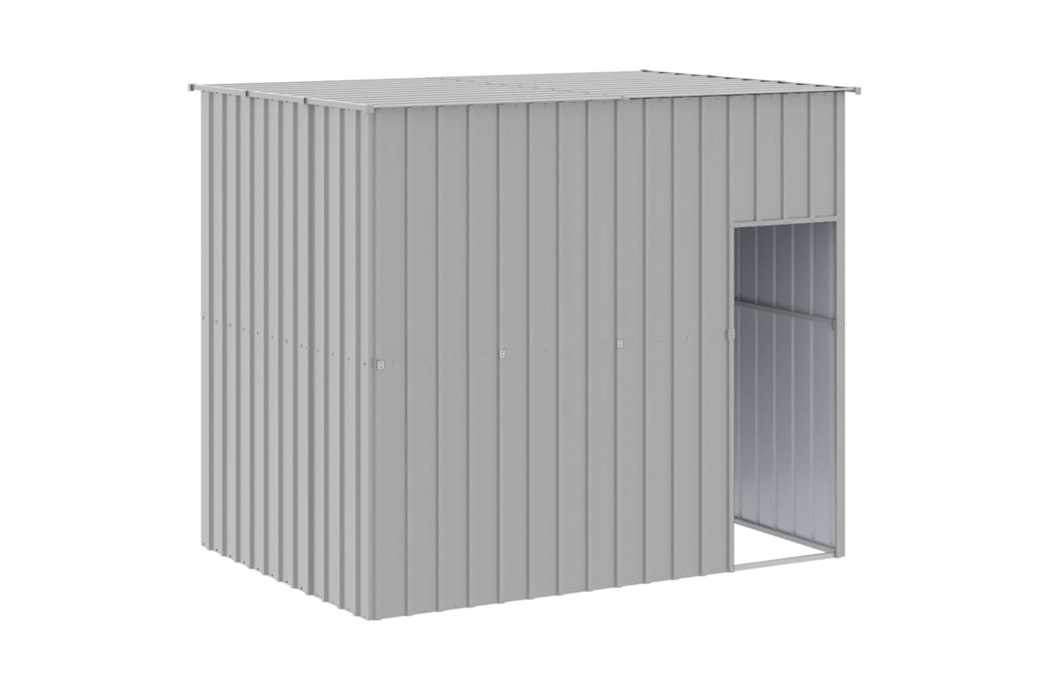 vidaXL 3189128 Dog House With Run Light Grey 214x865x181cm Galvanised Steel-5