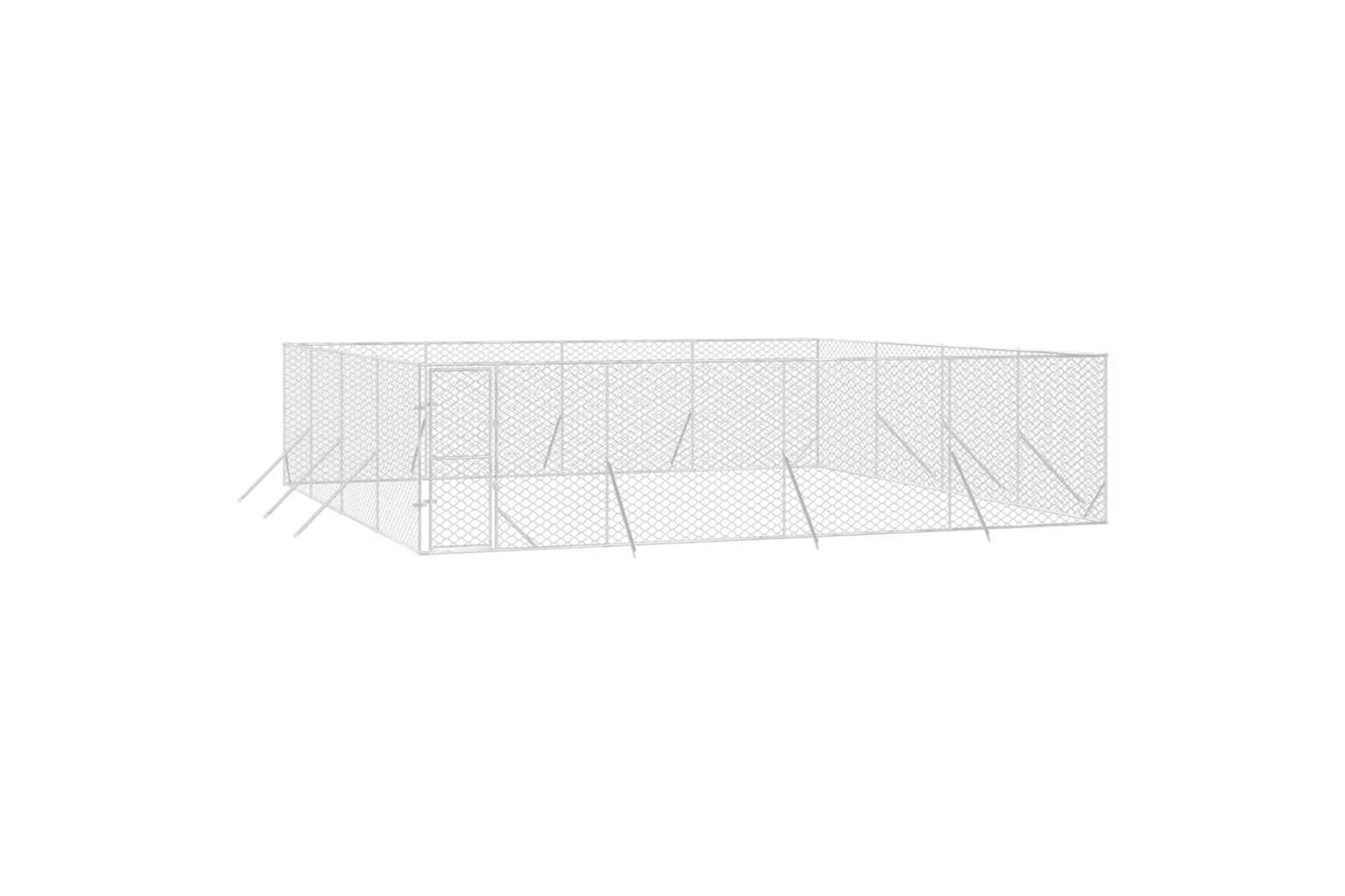 Vidaxl 3190464 Outdoor Dog Kennel Silver 8x8x2 M Galvanised Steel-2