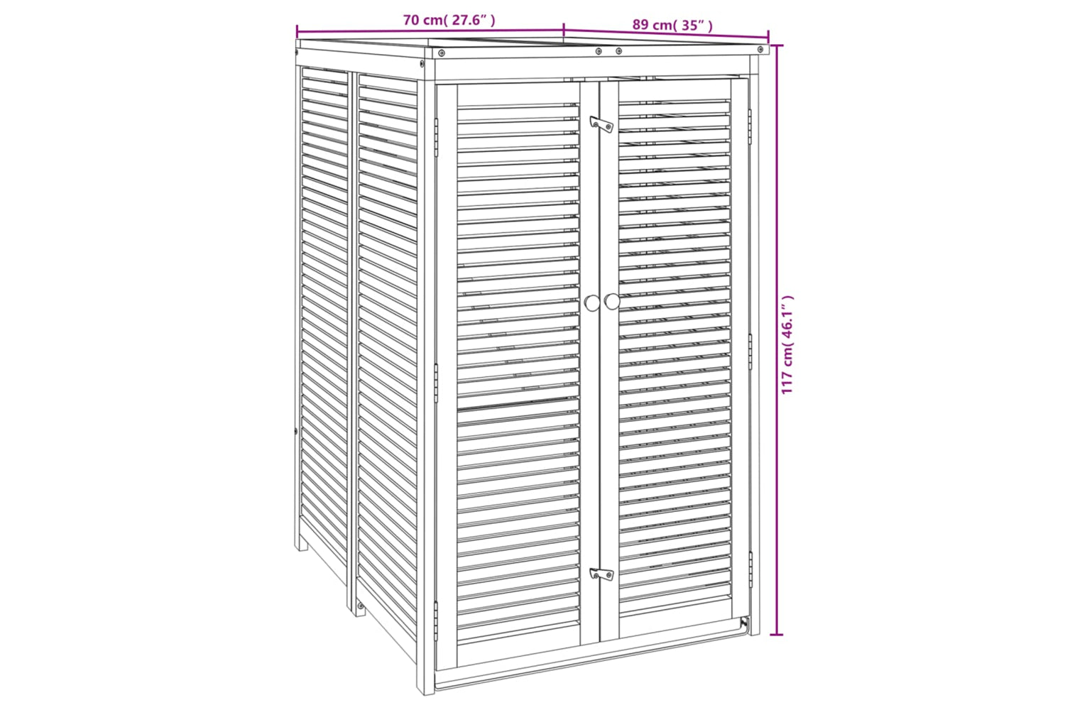 vidaXL 360027 Single Garbage Bin Shed 70x89x117cm Solid Wood Acacia-8