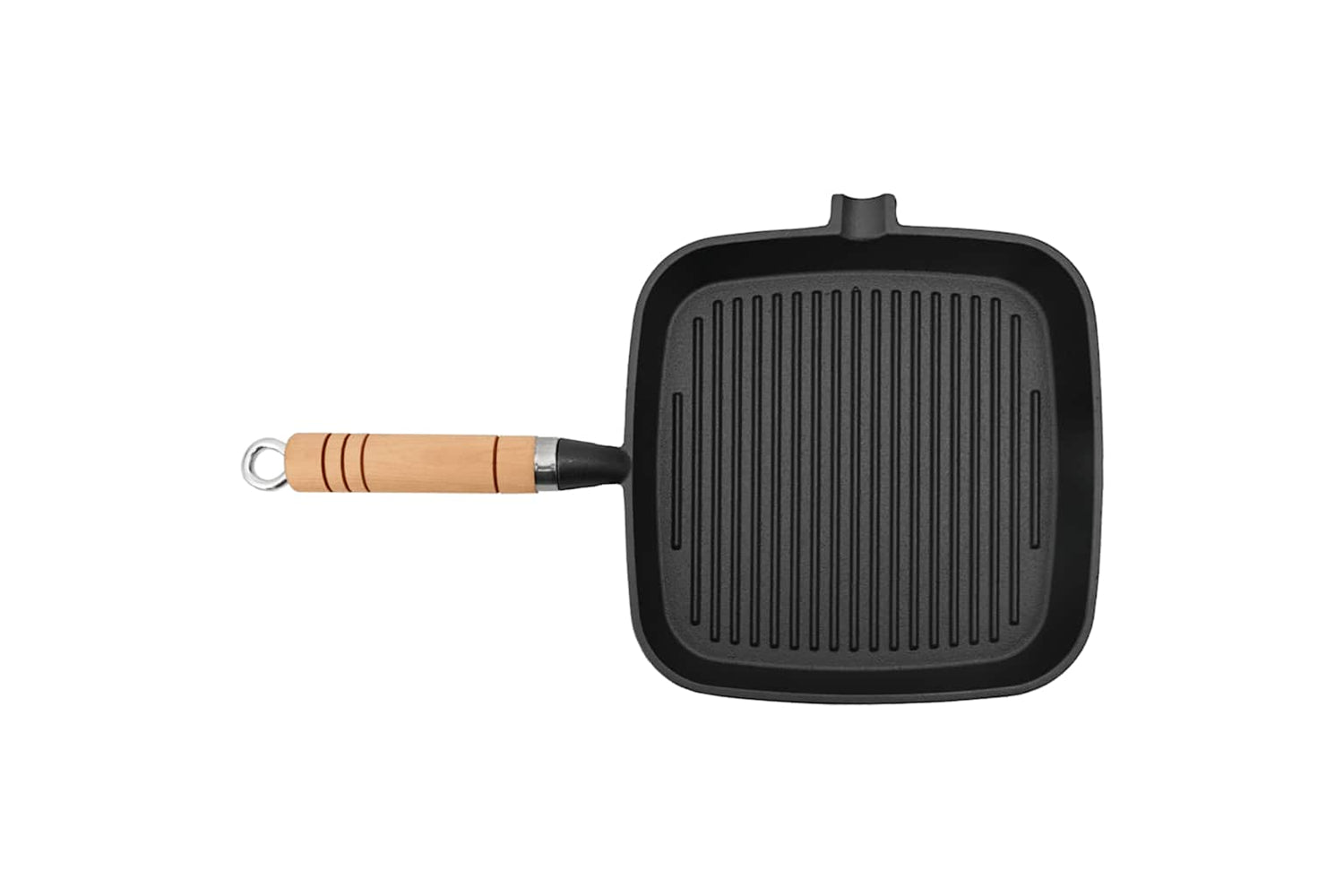 vidaXL 50125 Grill Pan With Wooden Handle Cast Iron 20x20cm-3
