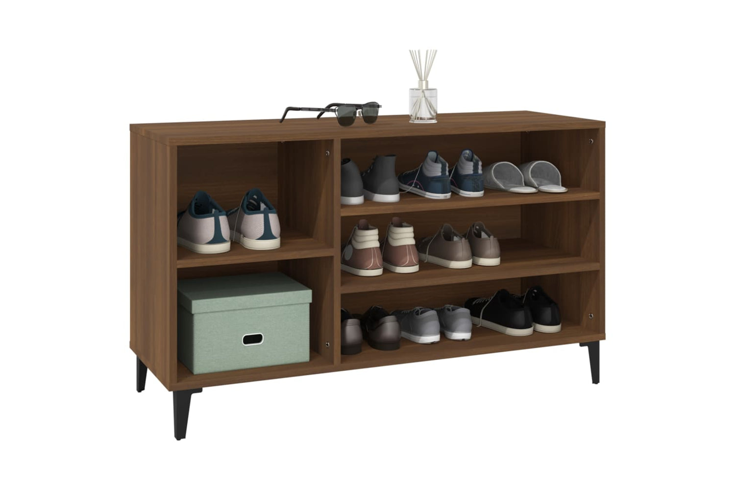 vidaXL 819755 Shoe Cabinet Brown Oak 102x36x60cm Engineered Wood-3
