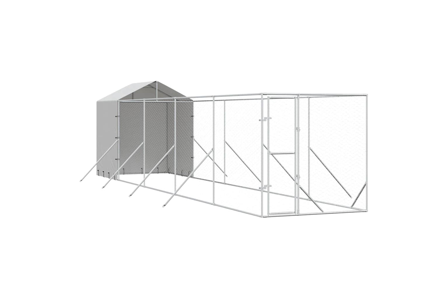 Vidaxl 3190476 Outdoor Dog Kennel With Roof Silver 2x10x2.5 M Galvanised Steel