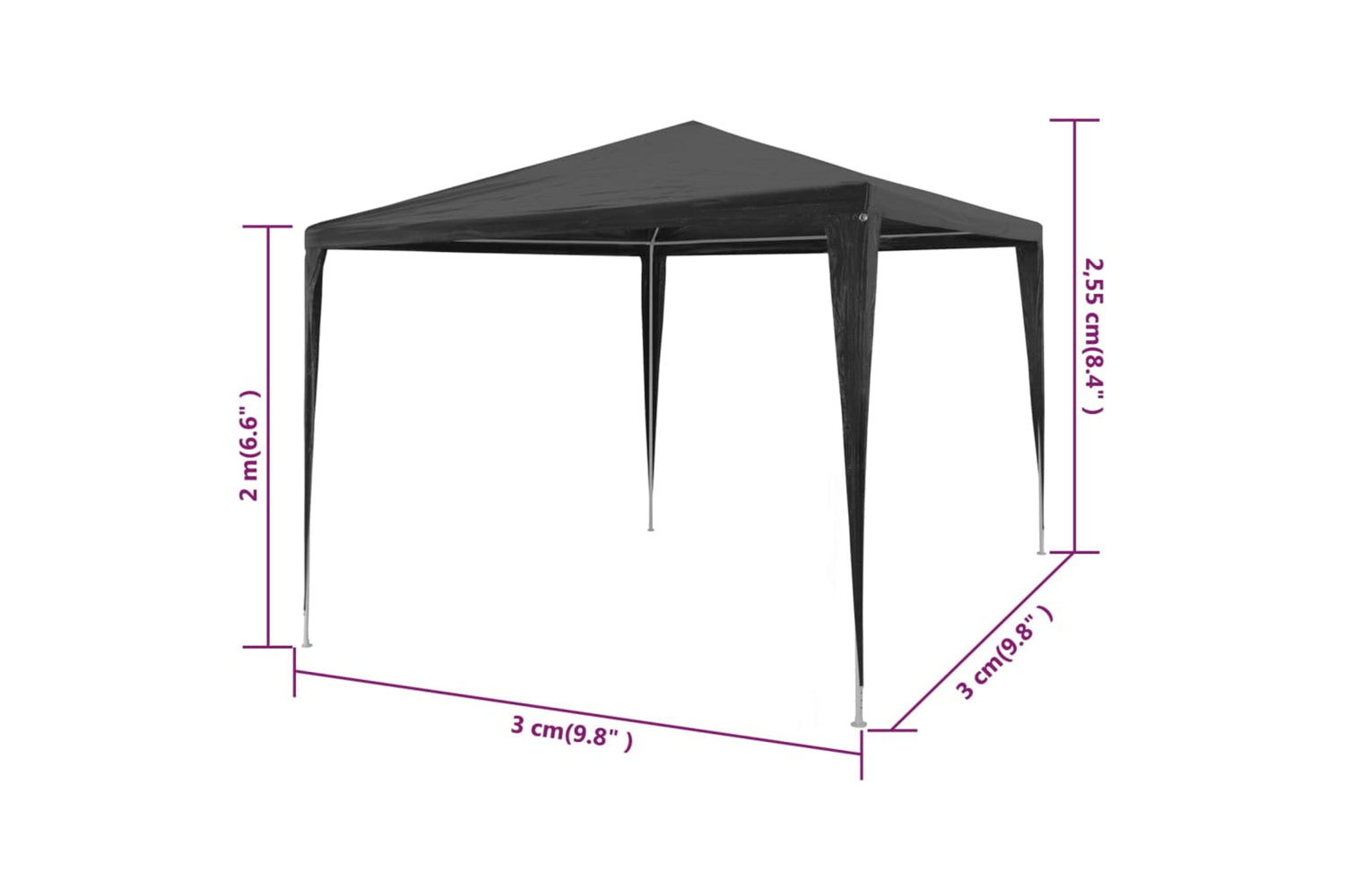 Vidaxl 45086 Party Tent 3x3 M Pe Anthracite-6