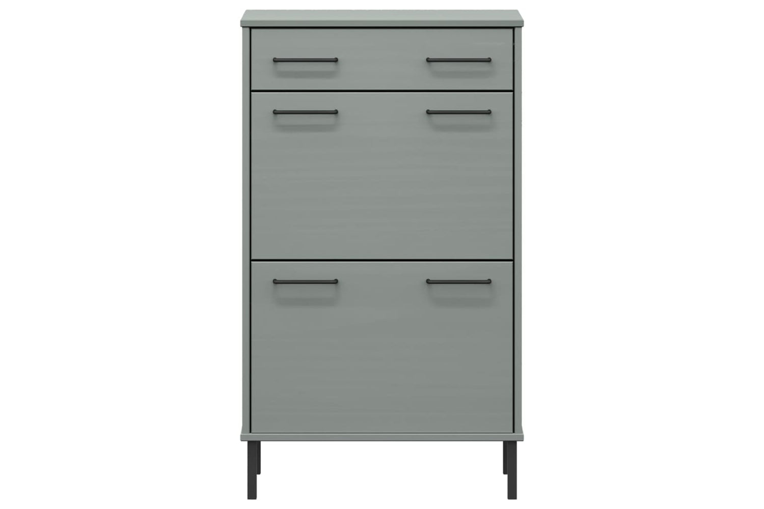 Vidaxl 350983 Shoe Rack With Metal Legs Grey Solid Wood Pine Oslo-3