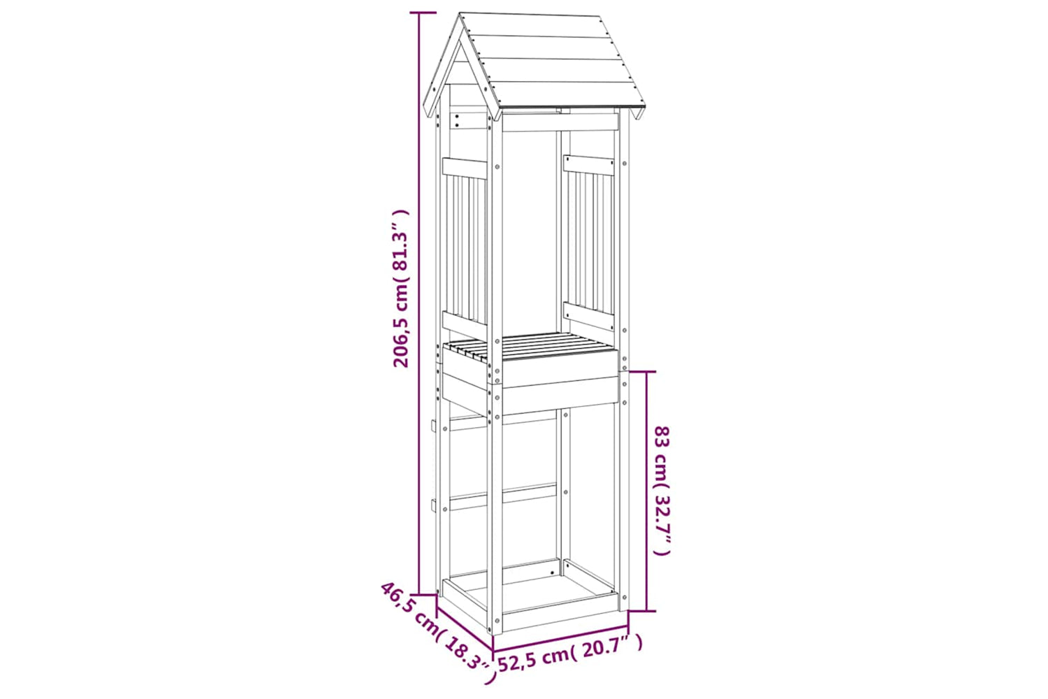 Vidaxl Play Tower 52.5x46.5x206.5 Cm Solid Wood Pine-8