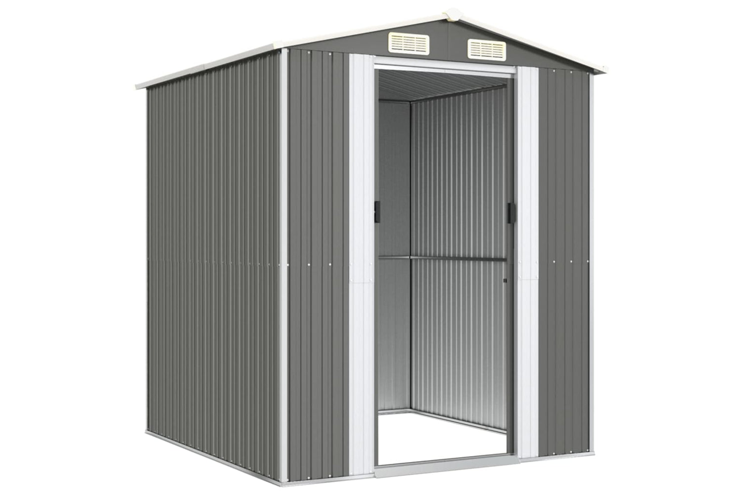 vidaXL 3147438 Garden Shed Light Grey 192x191x223cm Galvanised Steel-3