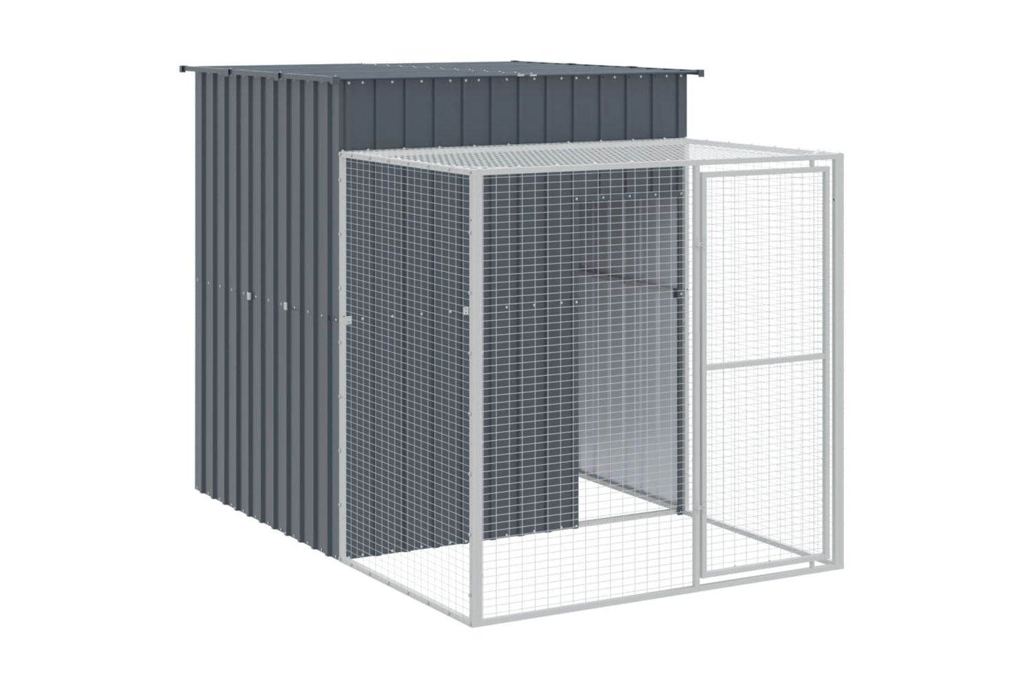 vidaXL 3189110 Chicken Cage With Run Anthracite 165x659x181cm Galvanised Steel-5