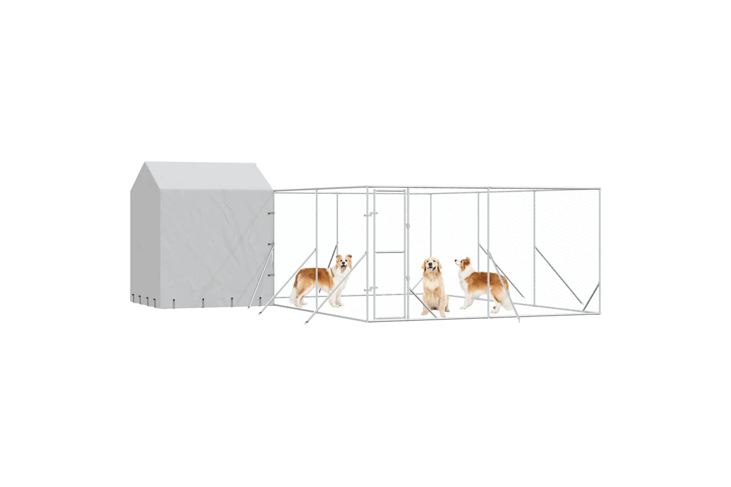 Vidaxl 3190479 Outdoor Dog Kennel With Roof Silver 6x6x2.5 M Galvanised Steel-2