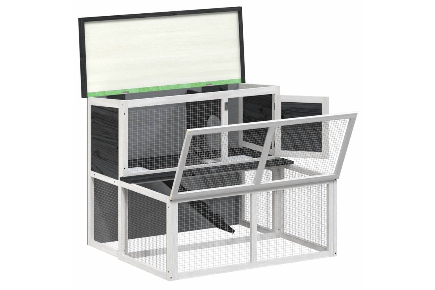vidaXL 172284 Rabbit Hutch Grey 102x90x84.5cm Solid Wood Pine-3