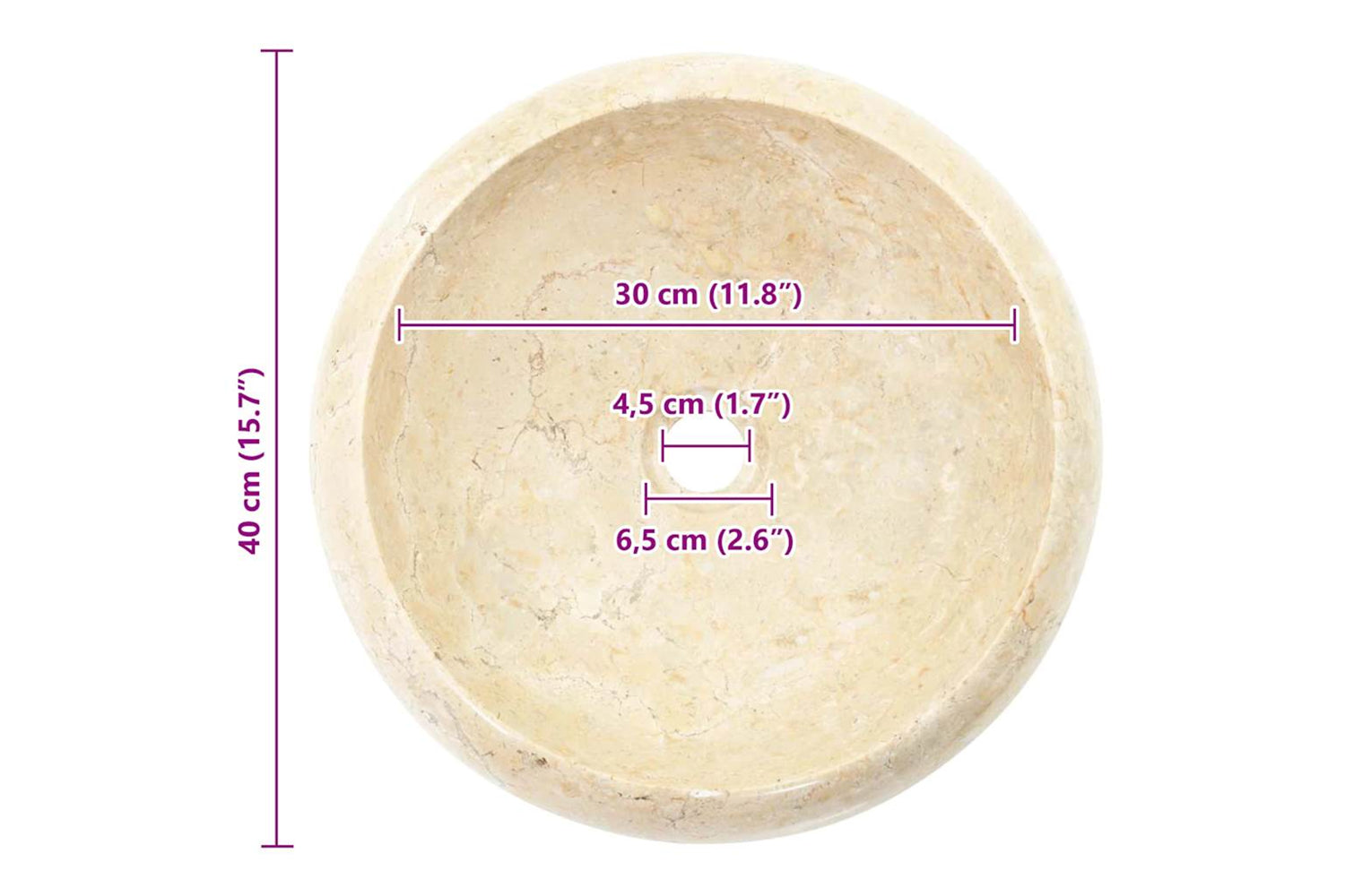 vidaXL 142767 Sink 40x12cm Marble Cream-9