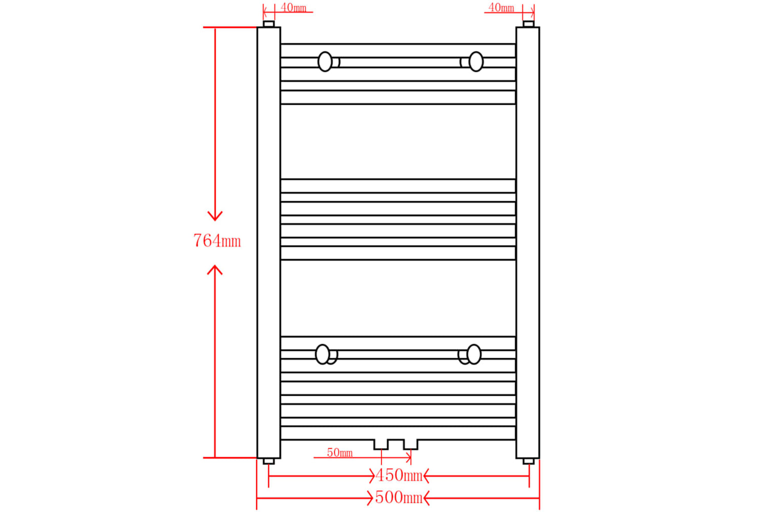 Vidaxl 141905 Black Bathroom Central Heating Towel Rail Radiator Straight 500x764mm-9