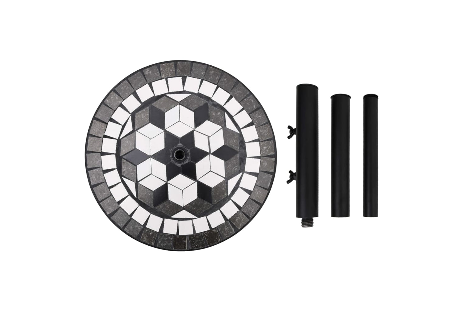 Vidaxl Parasol Base Black And White Round 12 Kg-5