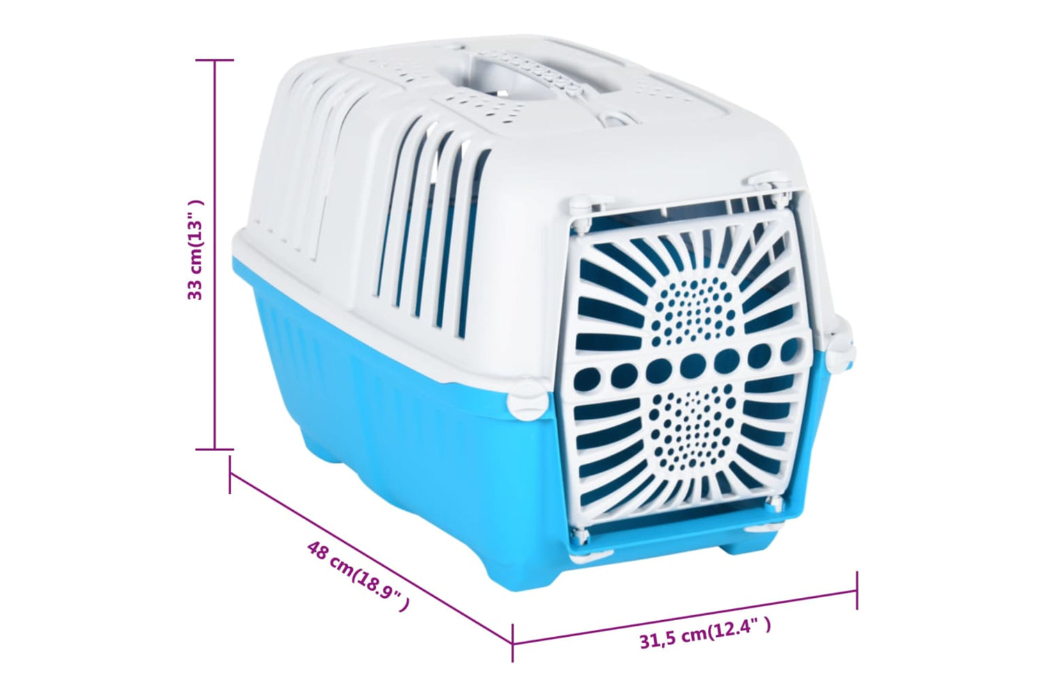 Vidaxl 172216 Pet Carrier White And Blue 48x31.5x33cm Polypropylene-8
