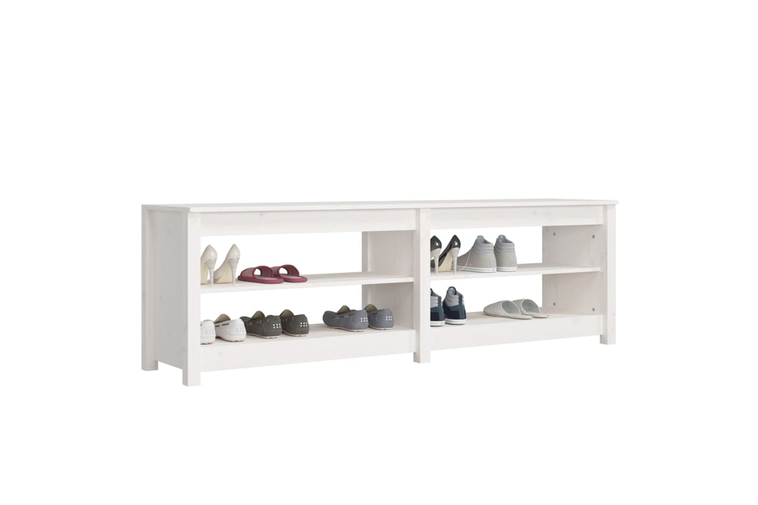 vidaXL 821725 Shoe Bench White 160x36.5x50cm Solid Wood Pine-3