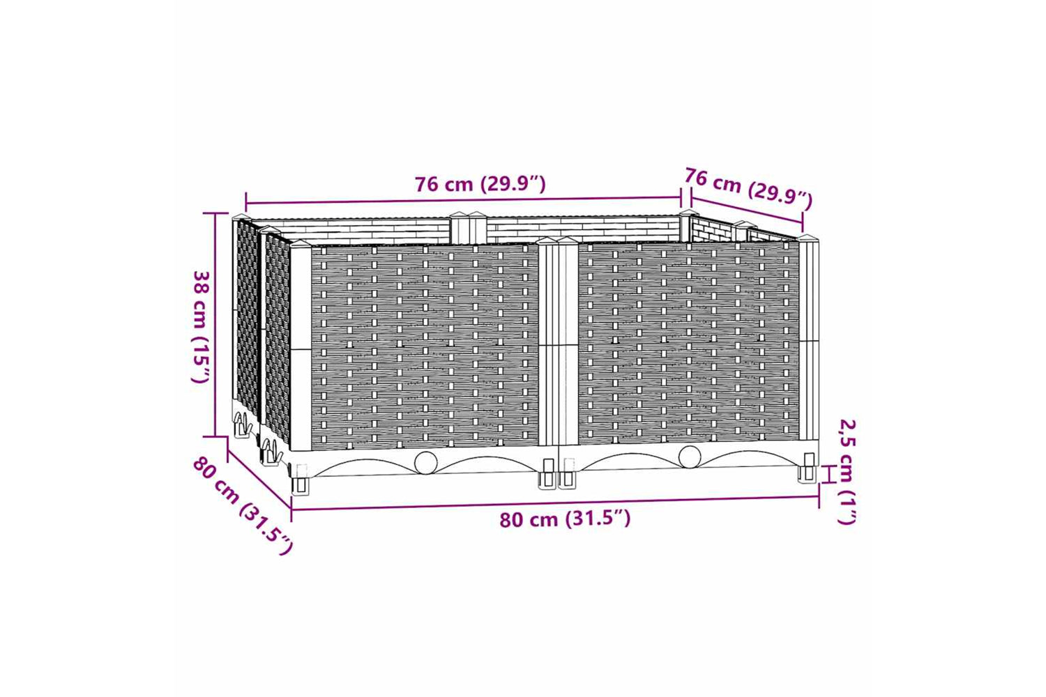 vidaXL Raised Bed 80x80x38cm Polypropylene-6