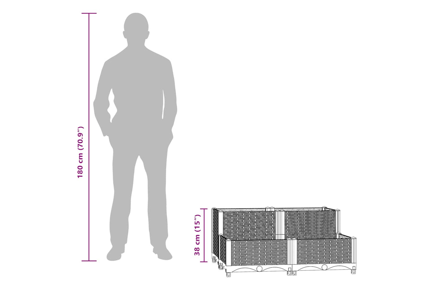 vidaXL Raised Bed 80x80x38cm Polypropylene-8