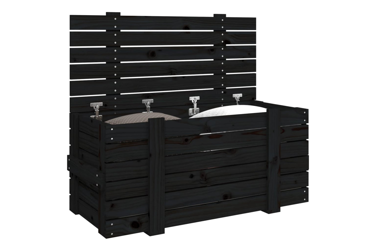 vidaXL 825002 Storage Box Black 91x40.5x42cm Solid Wood Pine-3