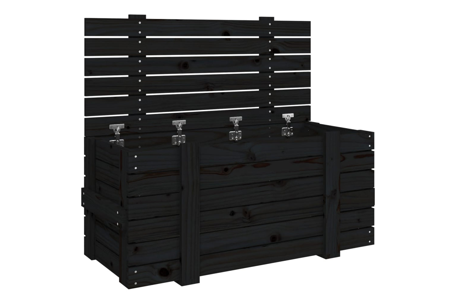 vidaXL 825002 Storage Box Black 91x40.5x42cm Solid Wood Pine