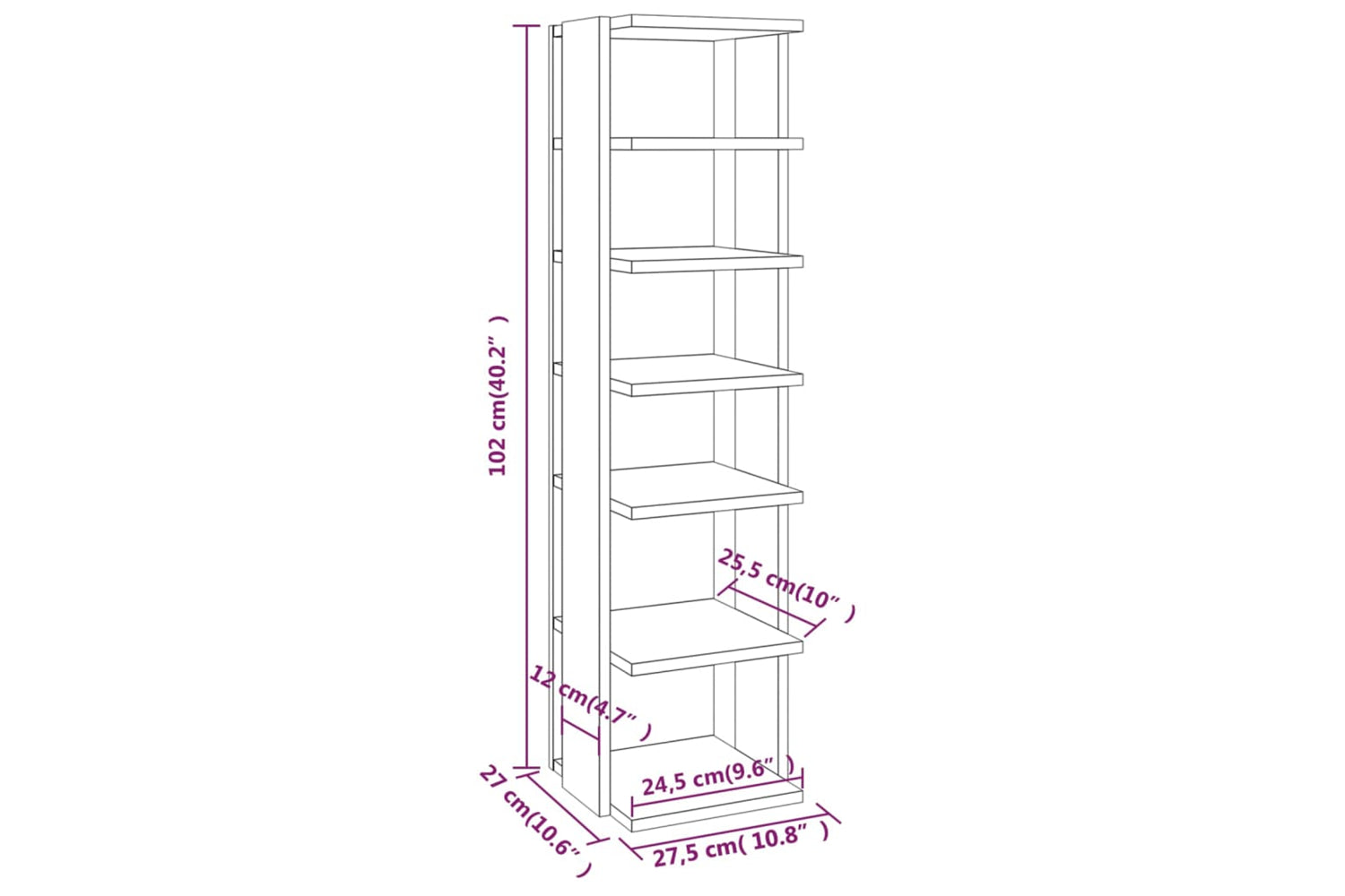 vidaXL 815972 Shoe Rack Smoked Oak 27.5x27x102cm Engineered Wood-5