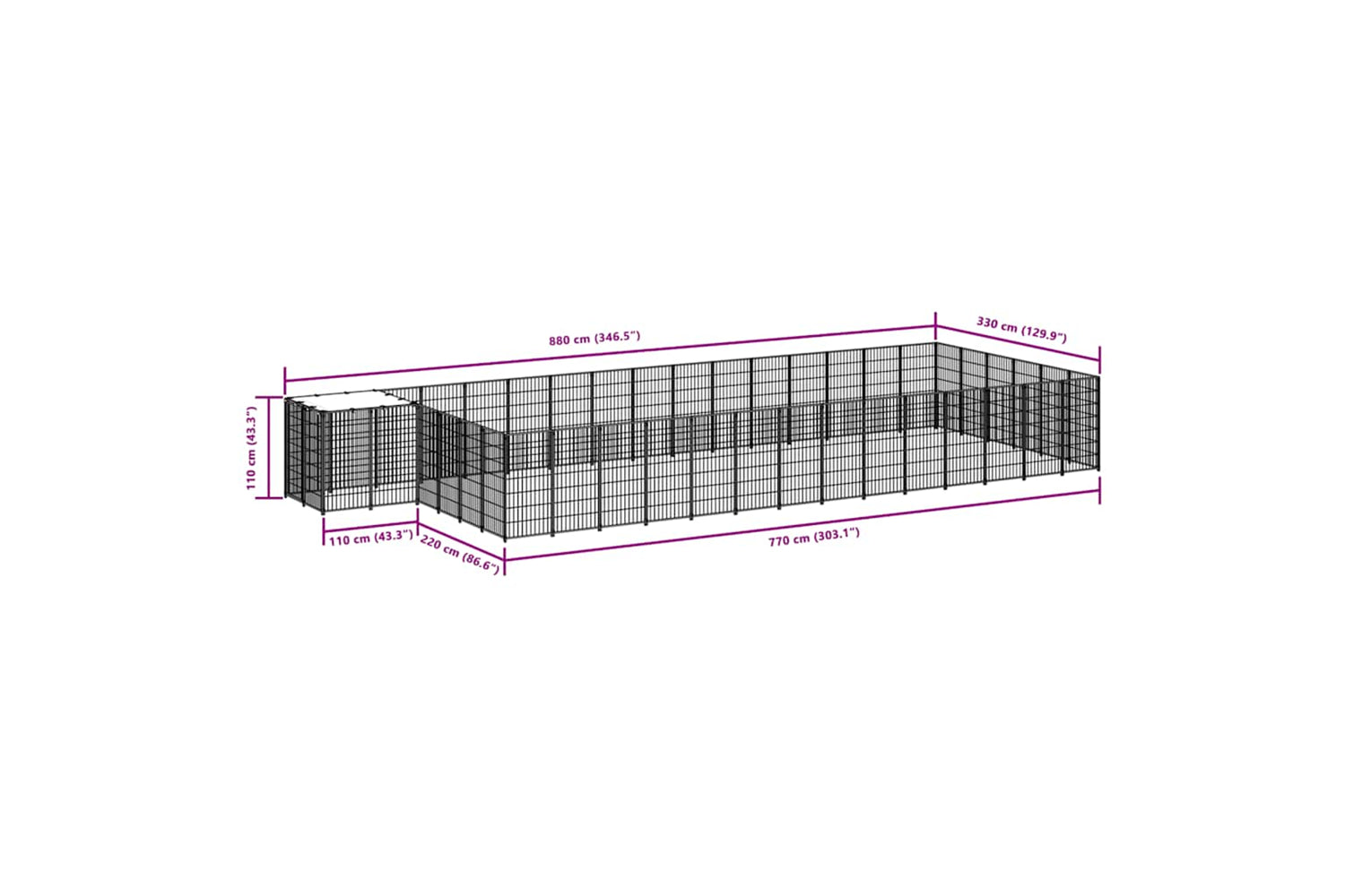 Vidaxl 3082217 Dog Kennel Black 26.62 M2 Steel-6