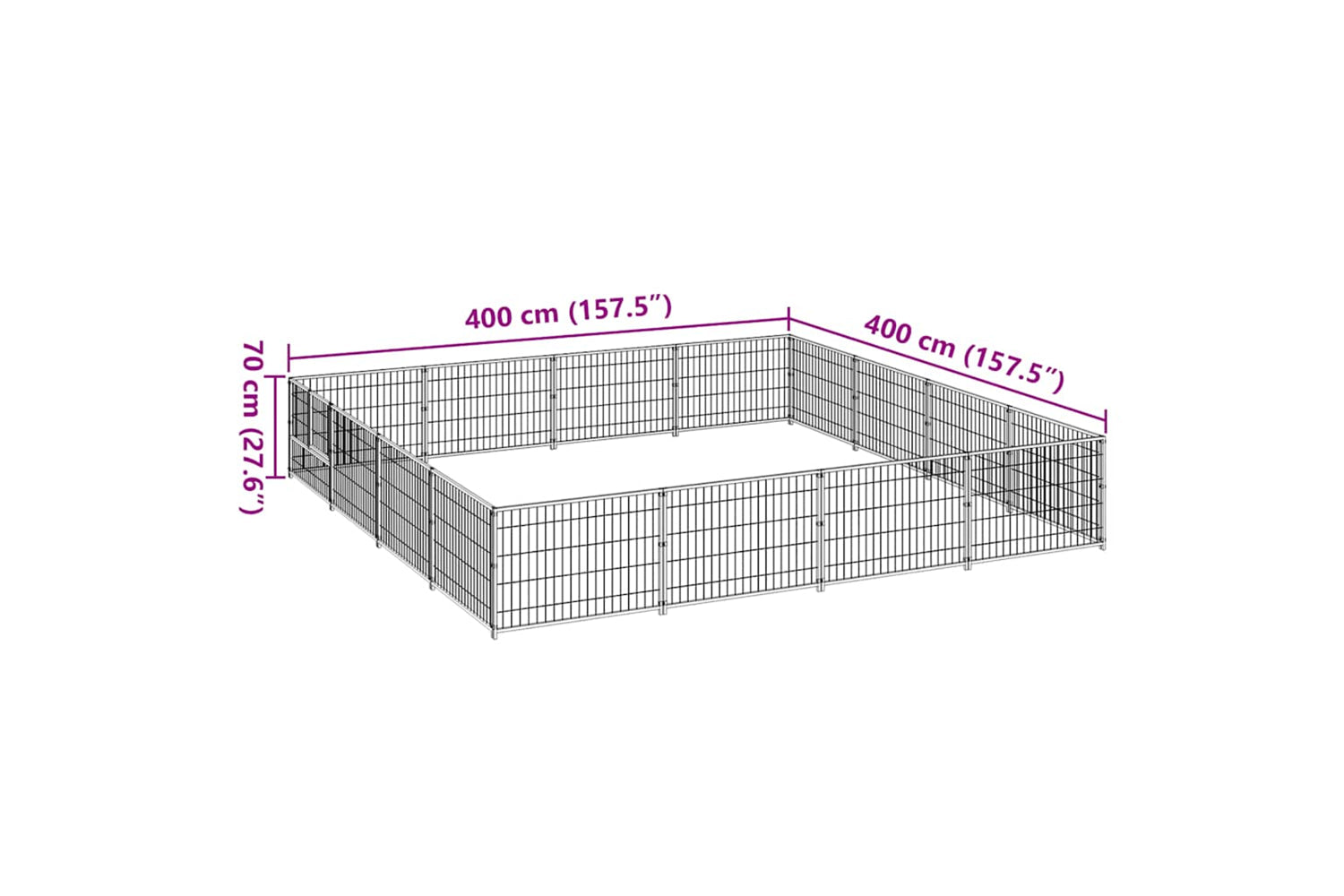Vidaxl 3082143 Dog Kennel Black 16 M2 Steel-6