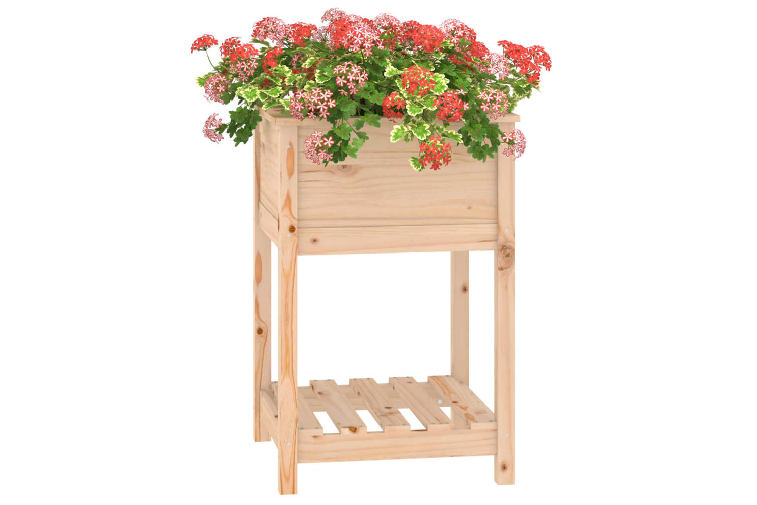 vidaXL 823773 Planter With Shelf 54x54x81cm Solid Wood Pine-3