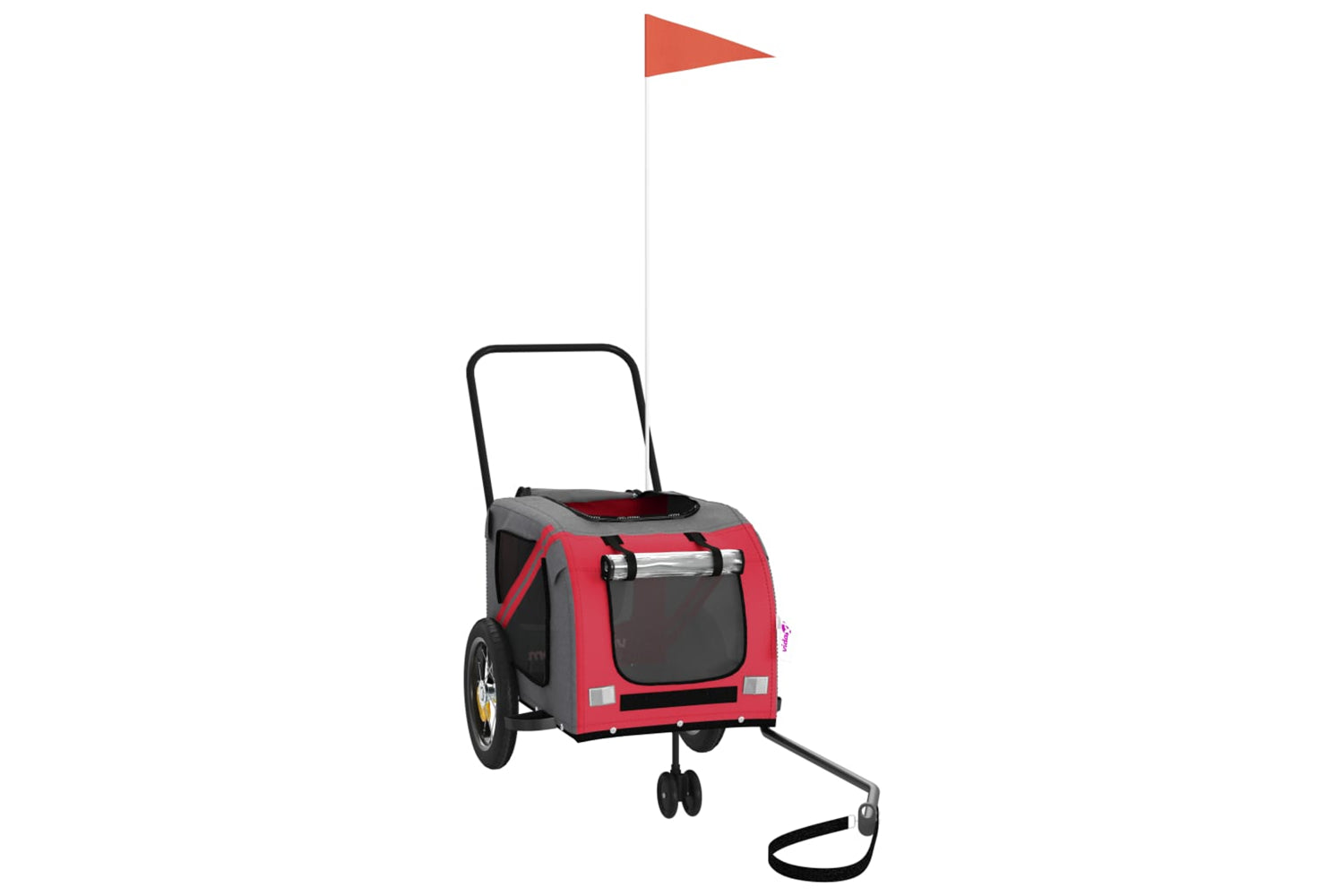 Vidaxl 93887 Pet Bike Trailer Red And Black Oxford Fabric And Iron-2