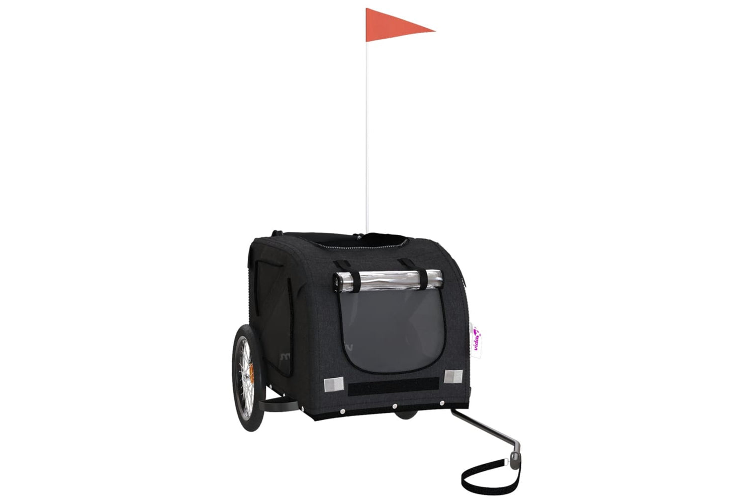 Vidaxl 93884 Pet Bike Trailer Black Oxford Fabric And Iron-2