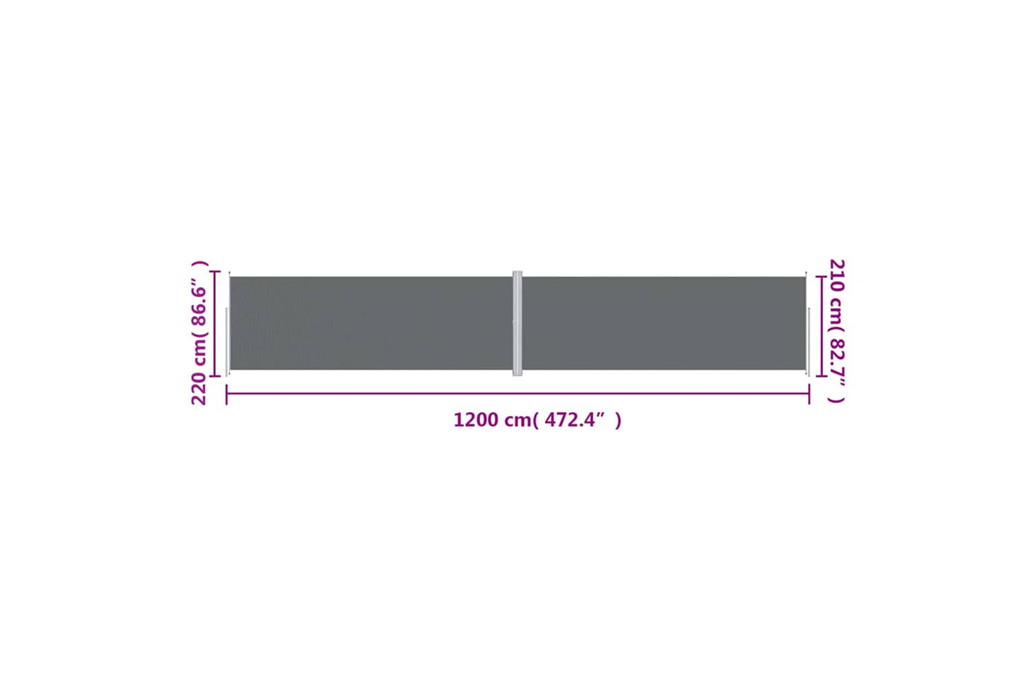 vidaXL 318086 Retractable Side Awning Anthracite 220x1200cm-7