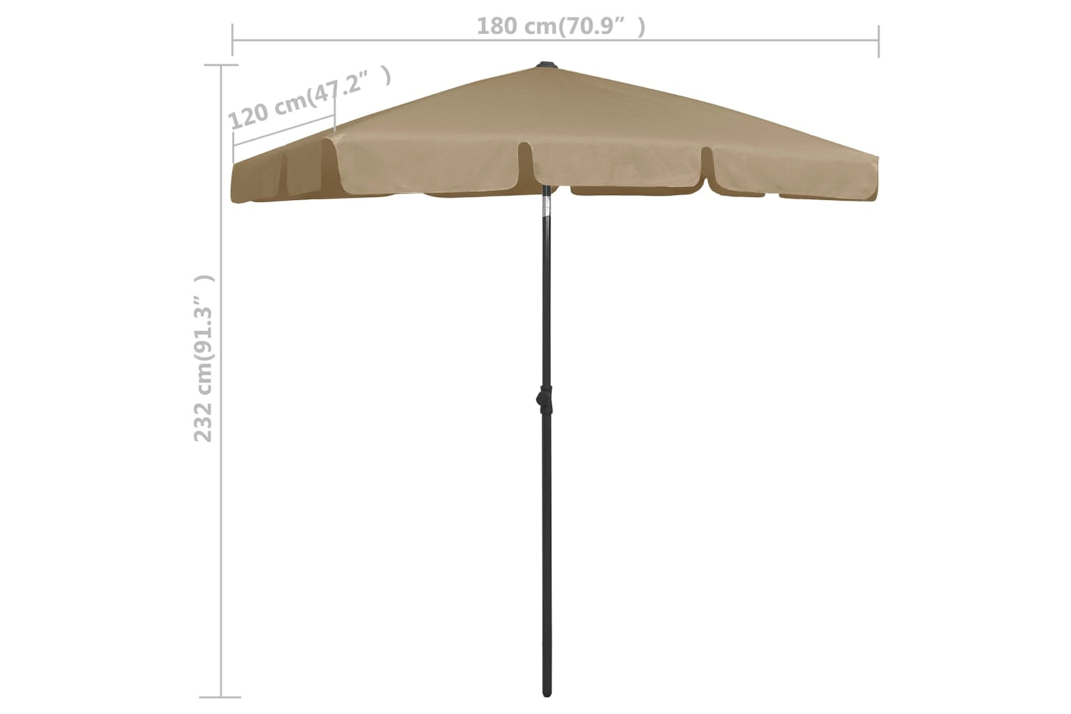 vidaXL 314722 Beach Umbrella Taupe 180x120cm-8