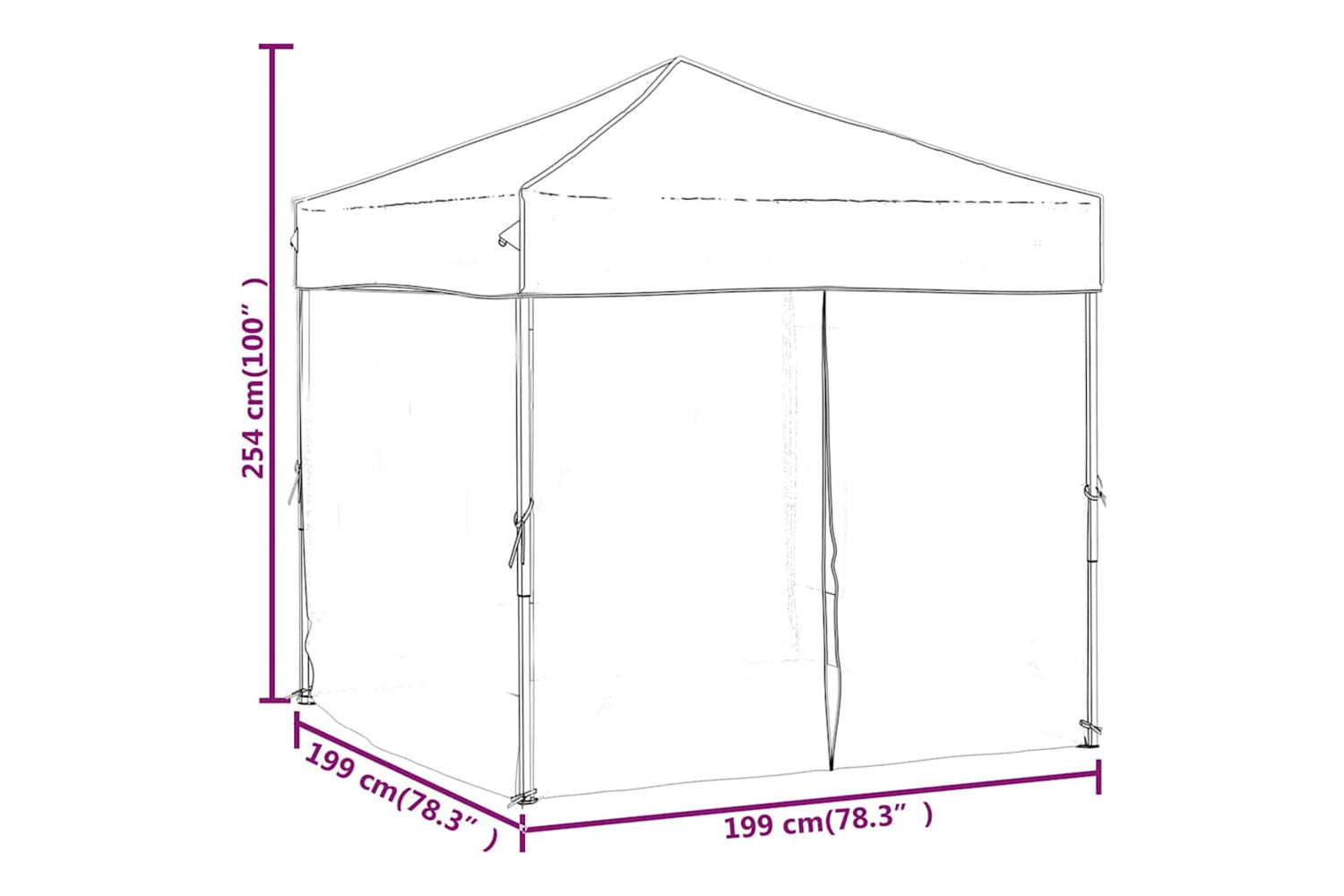 Vidaxl 93513 Folding Party Tent With Sidewalls Red 2x2 M-8