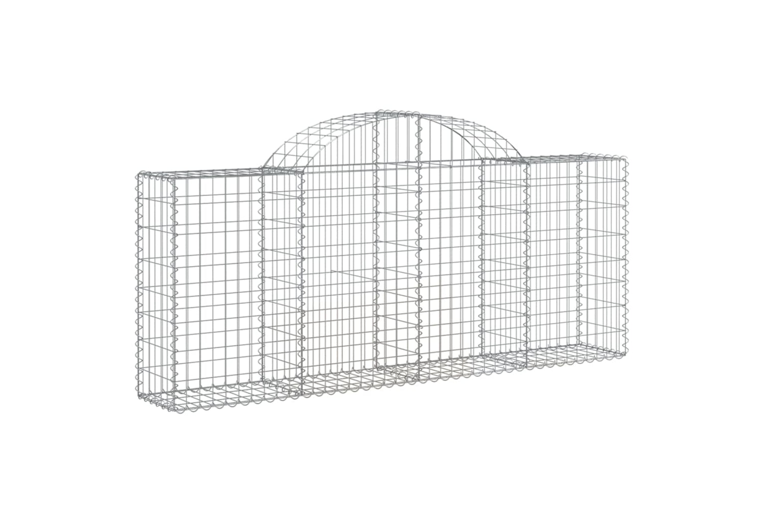 vidaXL 3146091 Arched Gabion Baskets 4 Pcs 200x30x80/100cm Galvanised Iron-2