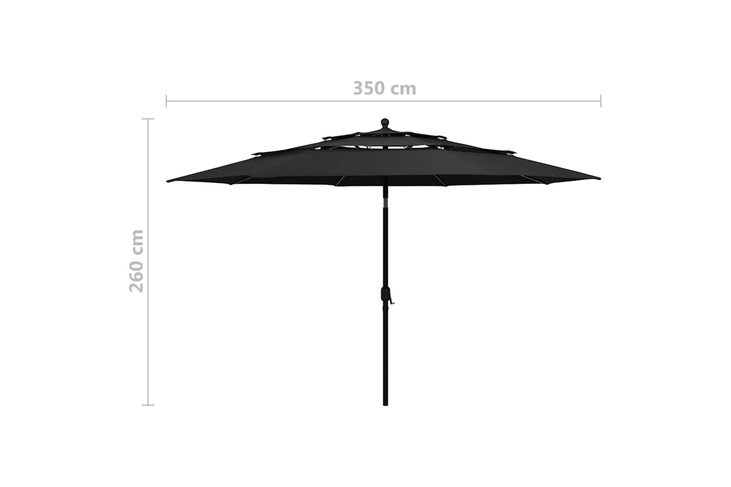 Vidaxl 313882 3-tier Parasol With Aluminium Pole Black 3.5 M-8