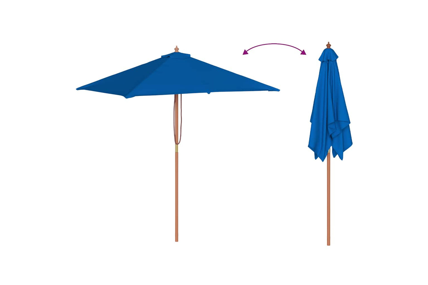 vidaXL 313885 Outdoor Parasol With Wooden Pole Blue 150x200cm-5
