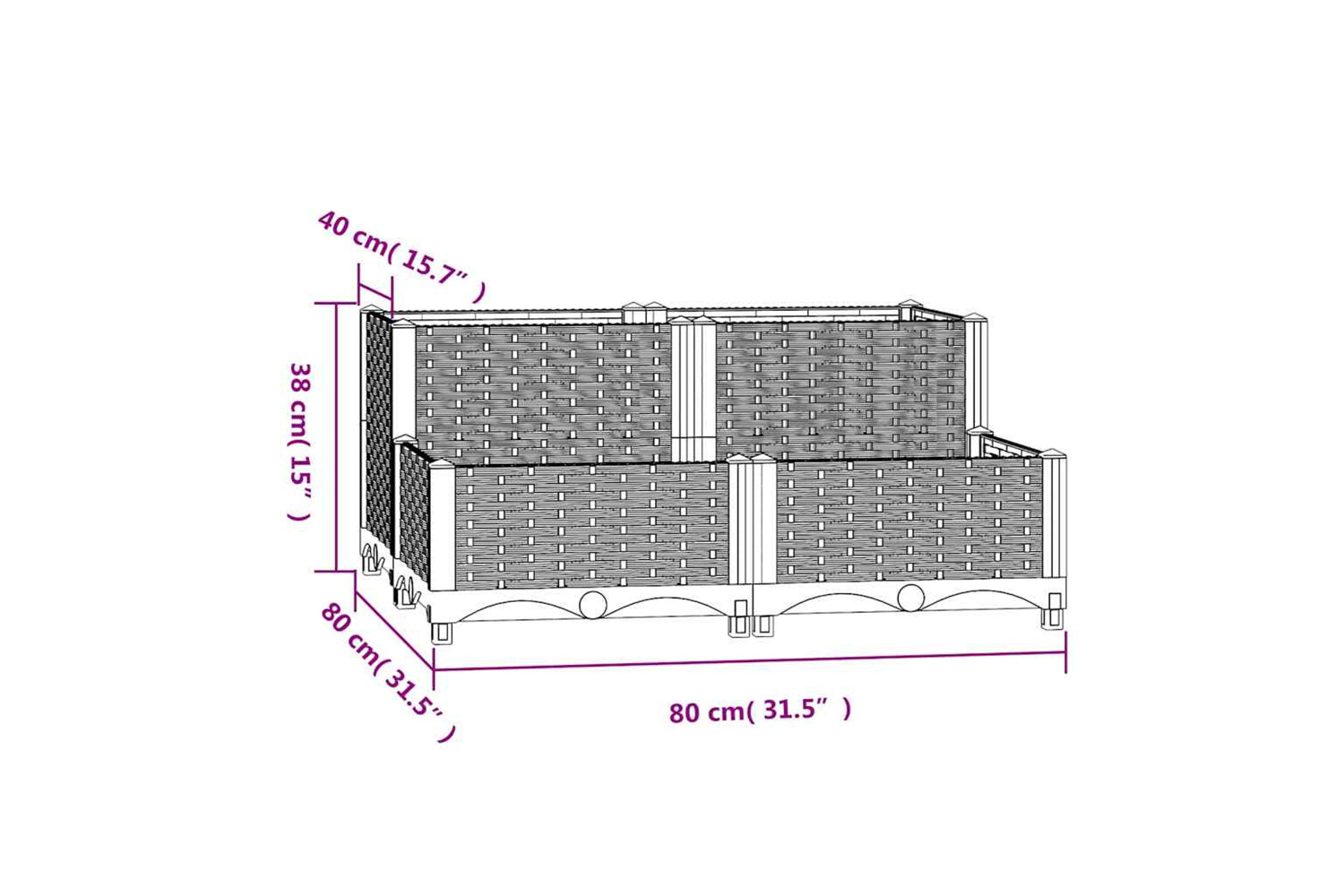 vidaXL Raised Bed 80x80x38cm Polypropylene-7